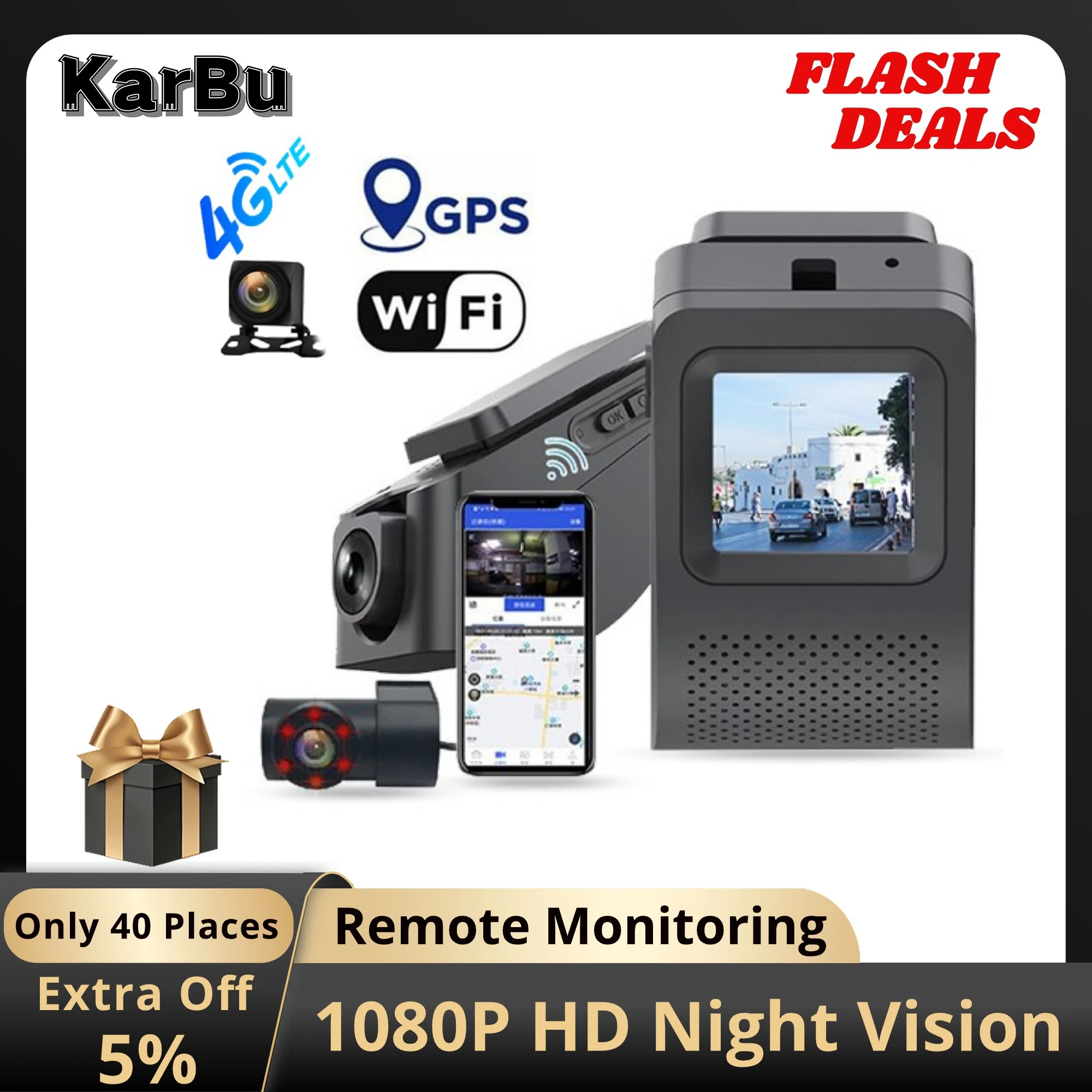 4G Monitor Dashcam GPS Wifi 24h Parking Dash Cam for Car Camera Mini Night - £94.92 GBP+