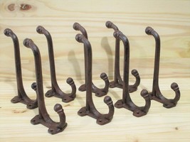 8 LARGE HARNESS HOOKS RACK COAT HAT RUSTIC CAST IRON BARN HEAVY DUTY 7 1... - $49.99
