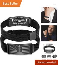 Stainless Steel American Flag Cross Bracelet with Verses - Perfect Gift ... - $37.57