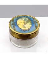 Victorian Era Antique Vanity Jar, Glass Powder or Cream Box with Metal L... - £33.45 GBP