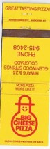 Colorado Matchbook Cover Glenwood Springs Big Cheese Pizza - £1.54 GBP