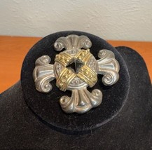 Premier Designs Maltese Crescendo Gothic Celtic Cross Gold Silver Brooch Pin 2” - £8.20 GBP