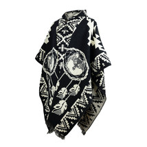 Alpaca wool Mens Unisex Hooded Poncho Wolf all seasons boho hippie Hallo... - $98.95