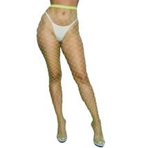 Wide Diamond Net Pantyhose Fence Net Big Fishnet Sheer Stretch Neon Gree... - £10.16 GBP+