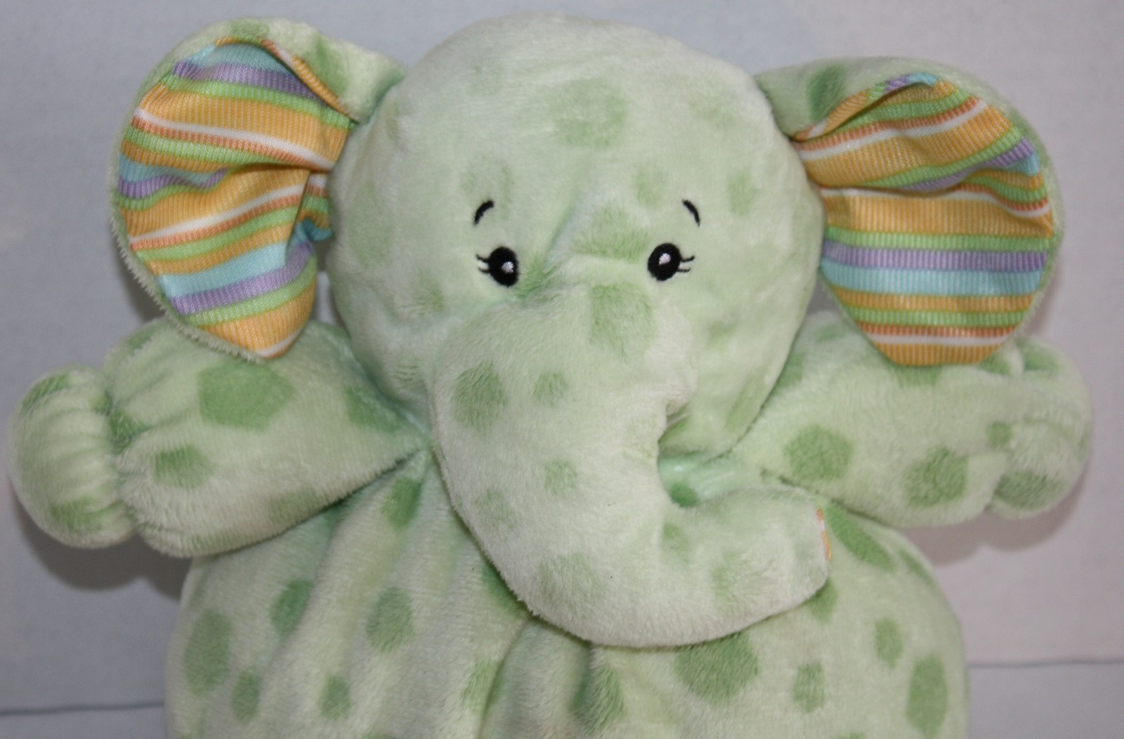 Kellytoy Green Polka Dots Plush Baby Elephant Rattle 10" Soft Toy ...