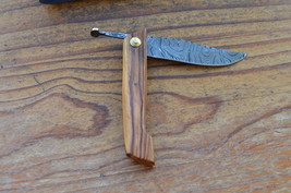 vintage handmade damascus steel folding knife 5147 - £35.35 GBP