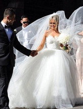 Ball Gowns Tulle Strapless Long Wedding Dress Bridal Gowns with Appliques - $199.99