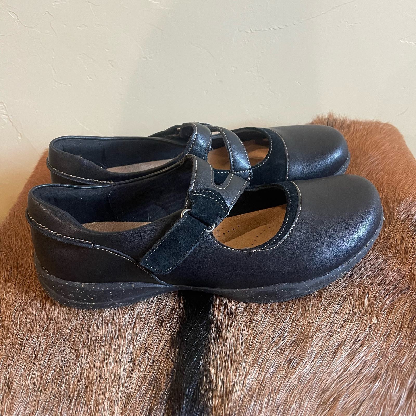 Primary image for Clarks $90 Black Leather Roseville Jane Women's Mary Jane Shoes US 9.5