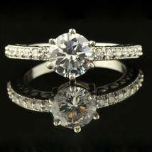 925 Sterling Silver Round 2.20Ct Simulated Diamond Solitaire Engagement Ring - £58.85 GBP