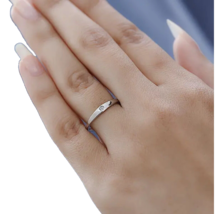 Diamond wedding ring platinum overlay  on silver hallmarked certified grenuine - £23.32 GBP