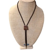 Vintage Bolo Tie Polished Stone Brown - £17.35 GBP