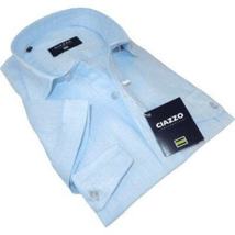 Men's Ciazzo Turkey 100% Linen Breathable Shirt Short Sleeves #Linen 19 Lt Blue image 5