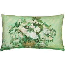 Van Gogh Vase with Pink Roses Throw Pillow, with Polyfill Insert - £28.37 GBP