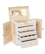 Synthetic Leather Huge Jewelry Box Mirrored Watch Organizer - $2,740.49 MXN