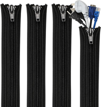 Teskyer 4 Pack Cable Management Sleeves, Cord Organizer Sleeve with Zipper, Wire - £9.32 GBP