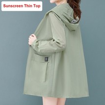 Windbreaker Jacket Women&#39;s Mid-length New Spring Autumn Coat Plus Size 4XL Women - £20.53 GBP
