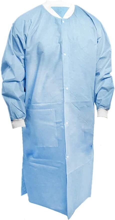 SMS 45 GSM 2 Pockets Lab Coat Disposable Unisex Adult M/L High Quality 1... - $21.99
