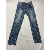 Bebe Womens Skinny Jeans Blue Leopard Print Medium Wash High Rise Denim 29 New - £20.27 GBP