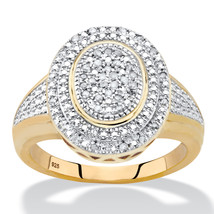 PalmBeach Jewelry 1/5 TCW Gold-plated Sterling Silver Oval Halo Cluster Ring - £39.08 GBP