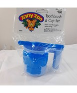 New Zany Zoo Toothbrush &amp; cup set kids toddler blue elephant 80s 90s Hon... - $32.92 CAD