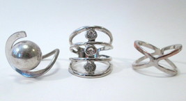 Silver Tone Ring Lot (One with Rhinestones) Untested Estate Finds - £11.81 GBP