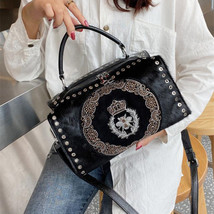 Female Natural Horse Handbag Women Fashion Designer Rhinestone Loops Quality Lea - £73.80 GBP