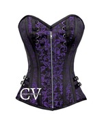 Purple Black Brocade Zipper Overbust Corset Christma Costume Steampunk B... - $79.99+