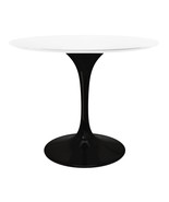 42&quot; Tulip Style Dining Table White Round Fiberglass Top Black Cast Alumi... - $799.99