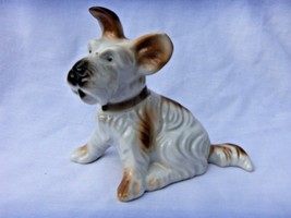 PORCELAIN  TERRIER DOG FIGURINE 4.5&quot; TALL  VINTAGE JAPAN  NICE - £11.69 GBP