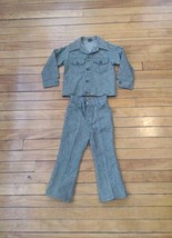 Rare 1960s 1970s MANN Denim Jacket &amp; Pants Green Matching Set Children&#39;s... - £29.78 GBP