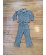 Rare 1960s 1970s MANN Denim Jacket &amp; Pants Green Matching Set Children&#39;s... - $50.70 CAD