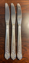 Lot Of  3 National Silver Co King Edward Silverplate Moss Rose Knives Stainless - £19.42 GBP