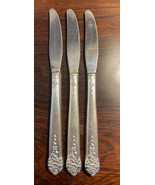 Lot Of  3 National Silver Co King Edward Silverplate Moss Rose Knives St... - £18.99 GBP