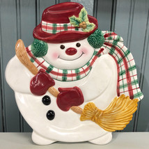 Fitz &amp; Floyd Christmas Ceramic Dish Serving Platter Snowman - $17.34