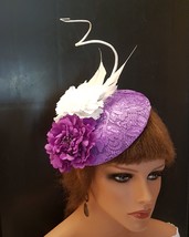 Hat fascinator, Vintage 40s 50s Hat, Purple Hat, PURPLE  fascinator , Race Cockt - £43.85 GBP