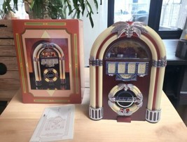 Replica Mini Jukebox 1946 Design AM/FM Lighted Radio Wood Cabinet NOS 11... - £76.66 GBP