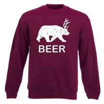 Funny Beer Bear Deer Sweatshirt Cool Casual Unisex Pullover - £23.17 GBP