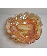 Amber Indiana Glass Candy Dish Loganberry &amp; Leaf Design - $16.46 CAD