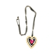 Women&#39;s Avon Heart Shaped Pendant Silver Necklace Jewelry Accessories - $9.90