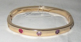 PARK LANE hinged JEWEL Bracelet in gold 8&quot; around multi-color crystal ac... - $77.56
