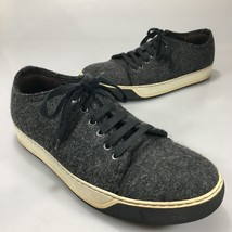 Lanvin Mens 9 Gray Wool Felt Lace Up Sneakers Gym Shoes - $92.61