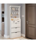 NEW White Shoe Cabinet: 3-Door, 2-Drawer, Hanger, Large Storage Space - $4,119.83 MXN