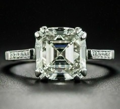 Asscher Cut 2.40Ct Simulated Diamond White Gold Plated Engagement Ring Size 5.5 - £108.96 GBP