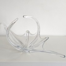 Large French Crystal Splash Glass Centrepiece Bowl, Clear, Handmade, Vin... - $104.10