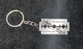 Judas Priest British Steel Razor Blade Logo Metal Keychain Heavy Metal - £6.27 GBP