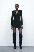Zara Draped Pleated Jacket Dress Womens Size M Minimalist Simple Modern Classy - £16.38 GBP