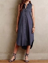 NWT Anthropologie Sleeveless Buttondown Dress 00 0 Petite BlueDot Lagenl... - $34.99