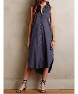 NWT Anthropologie Sleeveless Buttondown Dress 00 0 Petite BlueDot Lagenl... - $49.10 CAD