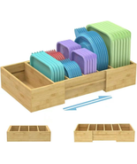 Adjustable Bamboo Lid Organizer for Cabinets with Expandable Dividers - £29.55 GBP