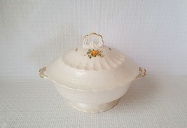 Spode&#39;s Jewel Billingsley Rose Yellow Covered Vegetable Bowl England - £50.60 GBP